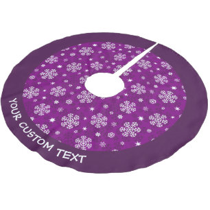 Schneeflocken Muster auf Cadmium Lila Polyester Weihnachtsbaumdecke
