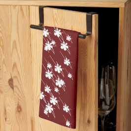 Schneeflocken-Muster burgundy Geschirrtuch