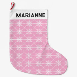 Schneeflocken Muster Pastellrosa Großer Weihnachtsstrumpf