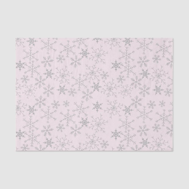 Schneeflocken Muster Rosa und Silber Winter Urlaub Seidenpapier (Vorderseite)