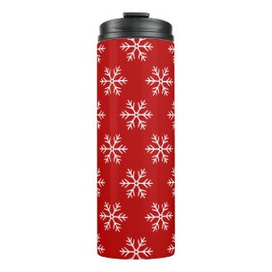 Schneeflocken Muster Rot Weihnachten Thermosbecher