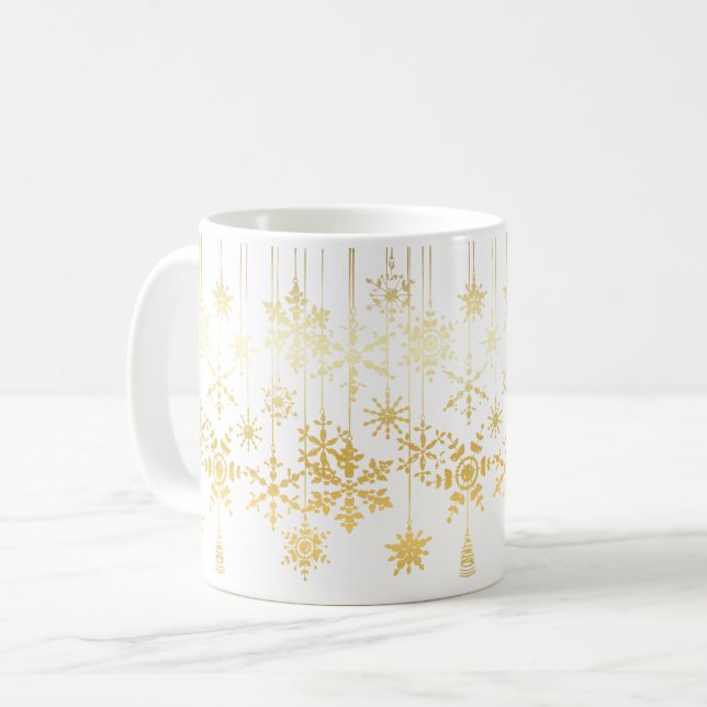 Schneeflocken-Ornamente Kaffeetasse (Vorderseite Links)