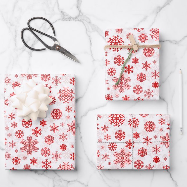 Schneeflocken-Packpapier für den Urlaub Geschenkpapier Set (Vorderseite)