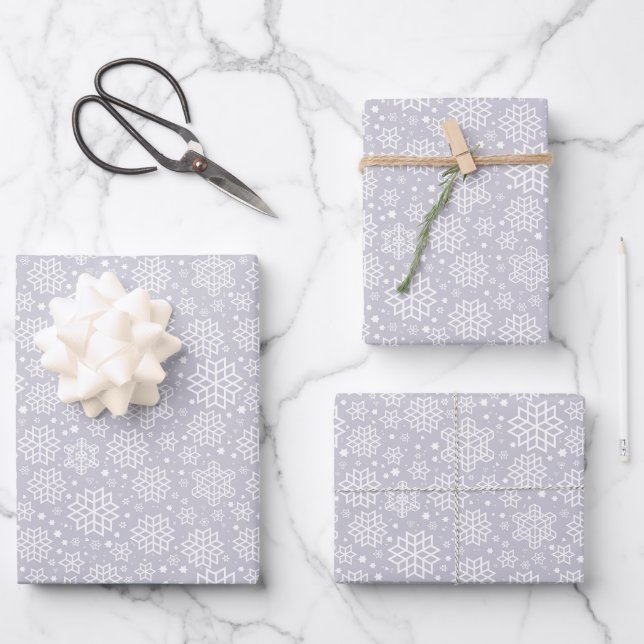 Schneeflocken-Packpapier für den Urlaub Geschenkpapier Set (Vorderseite)