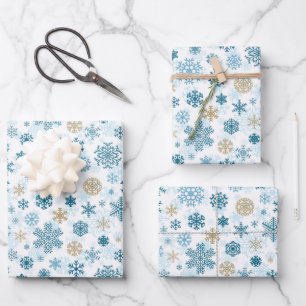 Schneeflocken-Packpapier für den Urlaub Geschenkpapier Set