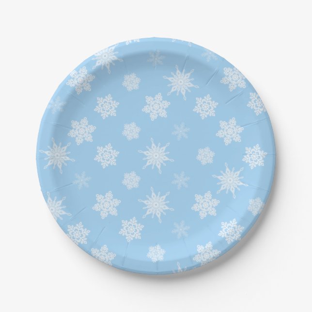 Schneeflocken Pappteller (Vorderseite)