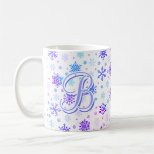 Schneeflocken Pastellfarben Rosa und Blau Elegant Kaffeetasse
