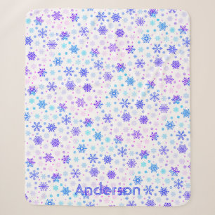 Schneeflocken Pastellfarben Rosa und Blauer Indivi Sherpadecke