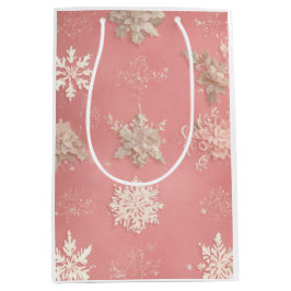 Schneeflocken Pastellrosa Mittlere Geschenktüte