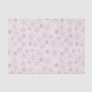 Schneeflocken Pattern Rosa und Silber Winterurlaub Seidenpapier