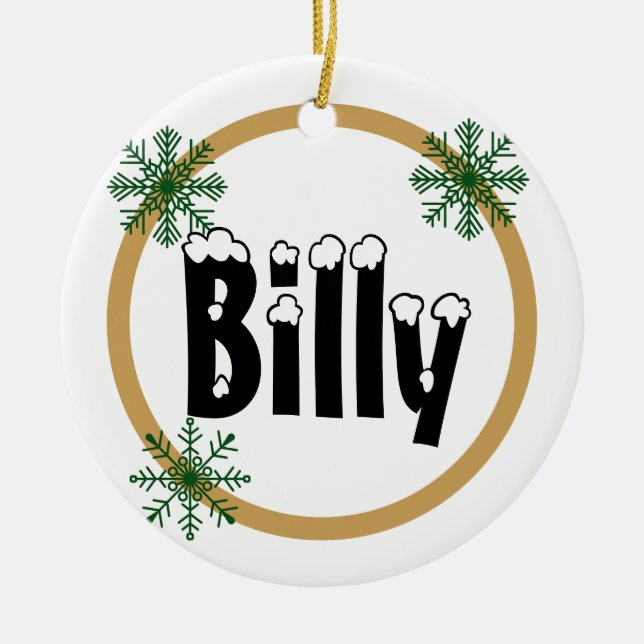 Schneeflocken Personalisiert Name Keramik Ornament (Vorne)
