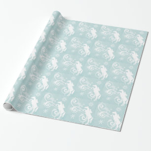 Schneeflocken Pferd Weihnachten Geschenkpapier
