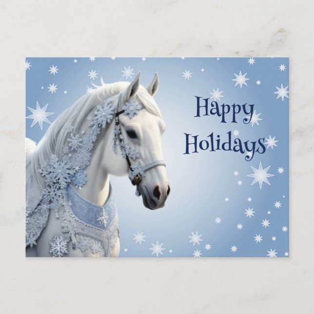 Schneeflocken Pferd Weihnachten Weihnachten Postka Postkarte (Vorderseite)