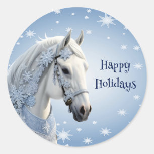 Schneeflocken Pferderobe Weihnachtssticker Runder Aufkleber