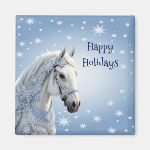 Schneeflocken Pferdesport Weihnachtsmagnet Magnet