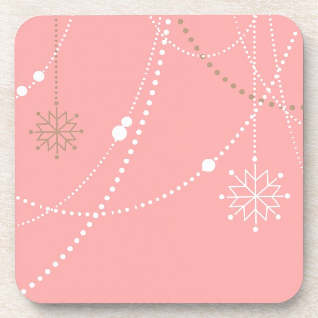 Schneeflocken pink Mitte des Jahrhunderts niedlich Getränkeuntersetzer (Vorderseite)