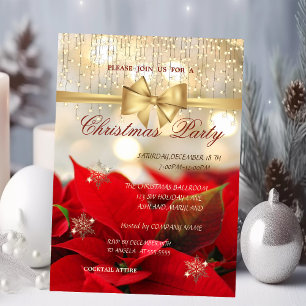 Schneeflocken, Poinsettia Unternehmen Weihnachten Einladung