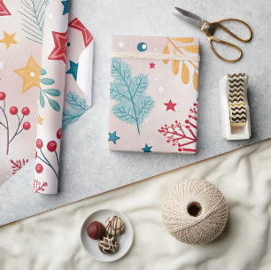 Schneeflocken poinsettias Heilige Beeren Urlaub Geschenkpapier