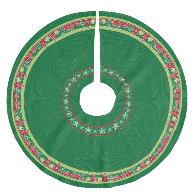 Schneeflocken & Präsentierten Baumrock Polyester Weihnachtsbaumdecke (Vorderseite)