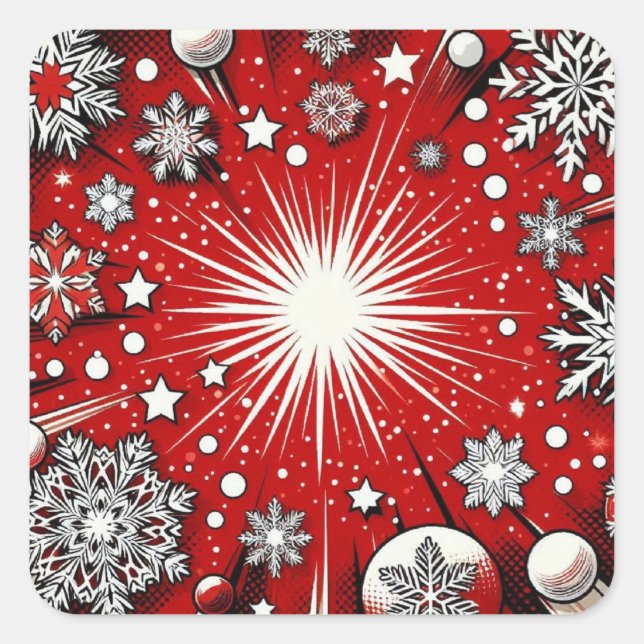 Schneeflocken Quadratischer Aufkleber (Vorderseite)
