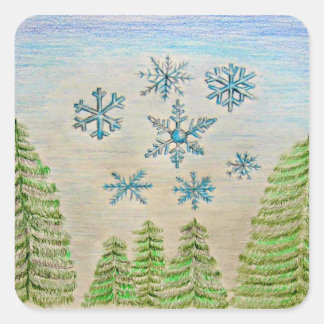 Schneeflocken Quadratischer Aufkleber