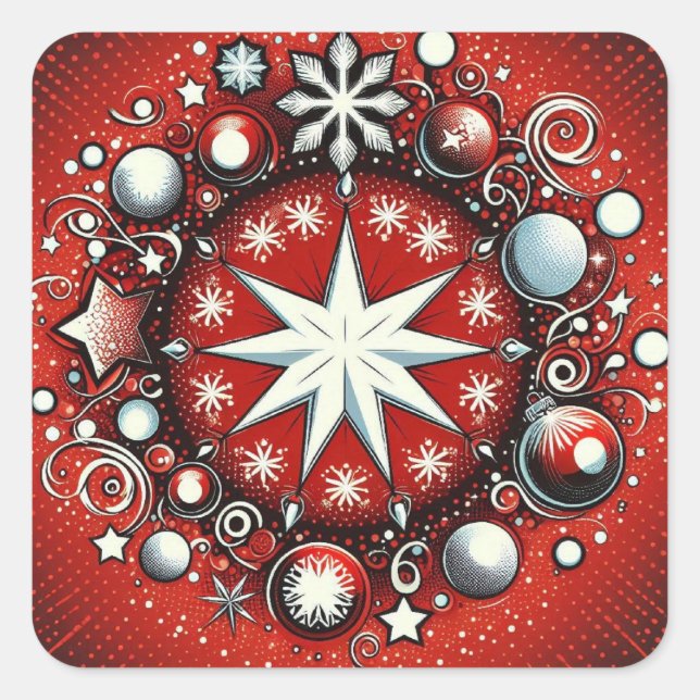Schneeflocken Quadratischer Aufkleber (Vorderseite)