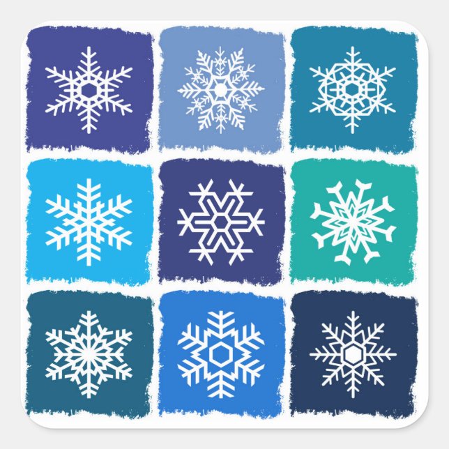 Schneeflocken Quadratischer Aufkleber (Vorderseite)