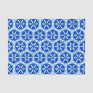 Schneeflocken Quit Pattern - Kobalt Blau und Weiß Seidenpapier