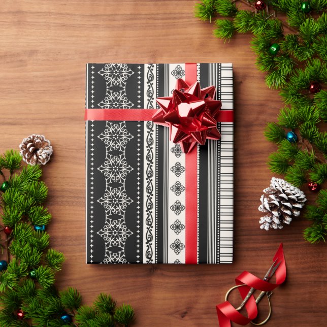 Schneeflocken-Rentiermuster Geschenkpapier (Feiertagsgeschenk)