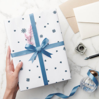 Schneeflocken Retro-Scandi-Doodle in Dunkelblau-We Geschenkpapier