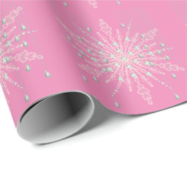Schneeflocken rosa Diamant funkeln eleganter Winte Geschenkpapier