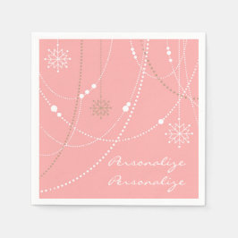Schneeflocken rosa Mitte des niedlichen Jahrhunder Serviette