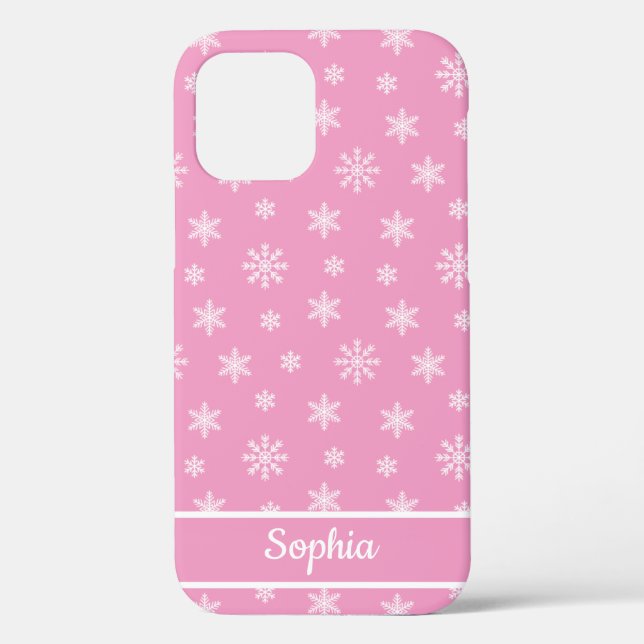 Schneeflocken Rosa Muster personalisierte Bezeichn Case-Mate iPhone Hülle (Rückseite)