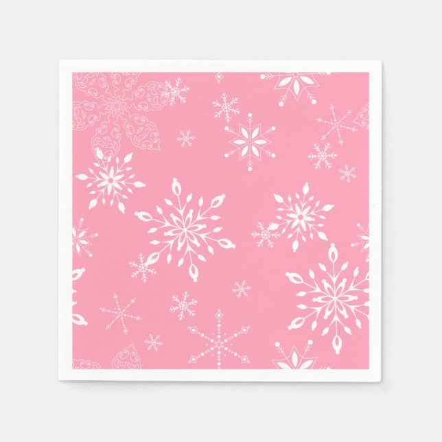 Schneeflocken Rosa Serviette (Vorderseite)