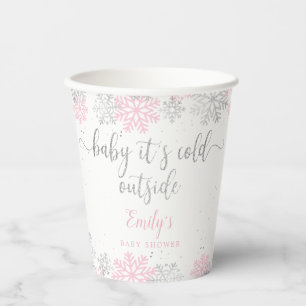 Schneeflocken Rosa und Silver Winter Girl Babydusc Pappbecher