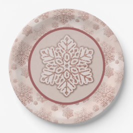 Schneeflocken Rose Gold Glitzer Rosa Pappteller