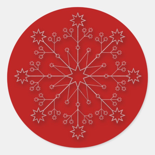 Schneeflocken rot 1 - Ferienaufkleber Runder Aufkleber (Vorderseite)