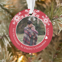 Schneeflocken Rot 1. Weihnachten als Oma-Foto Ornament
