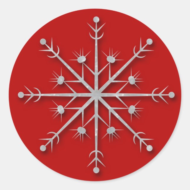 Schneeflocken rot 5 - Ferienaufkleber Runder Aufkleber (Vorderseite)