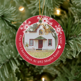 Schneeflocken Rot erste Weihnachten in New Zuhause Keramik Ornament
