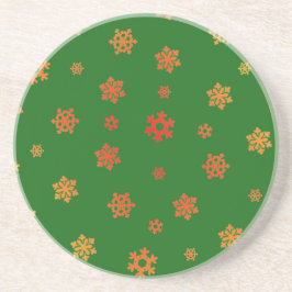 Schneeflocken (Rot & Gold) [Weihnachtsmuster] Getränkeuntersetzer