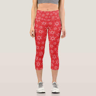 Schneeflocken, rote und weiße Schneeflocken, Schne Capri Leggings