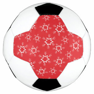 Schneeflocken, rote und weiße Schneeflocken, Schne Fußball