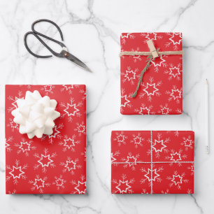 Schneeflocken, rote und weiße Schneeflocken, Schne Geschenkpapier Set