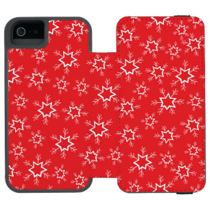 Schneeflocken, rote und weiße Schneeflocken, Schne Incipio Watson™ iPhone 5 Geldbörsen Hülle