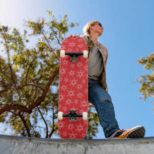 Schneeflocken, rote und weiße Schneeflocken, Schne Skateboard