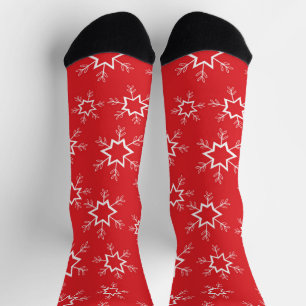 Schneeflocken, rote und weiße Schneeflocken, Schne Socken
