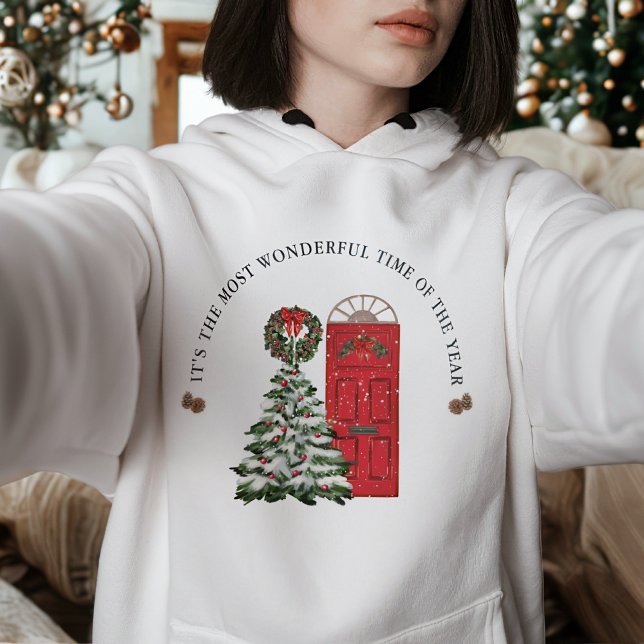 Schneeflocken Rote Wasserfarbe Niedlich Weihnachts Hoodie (Von Creator hochgeladen)