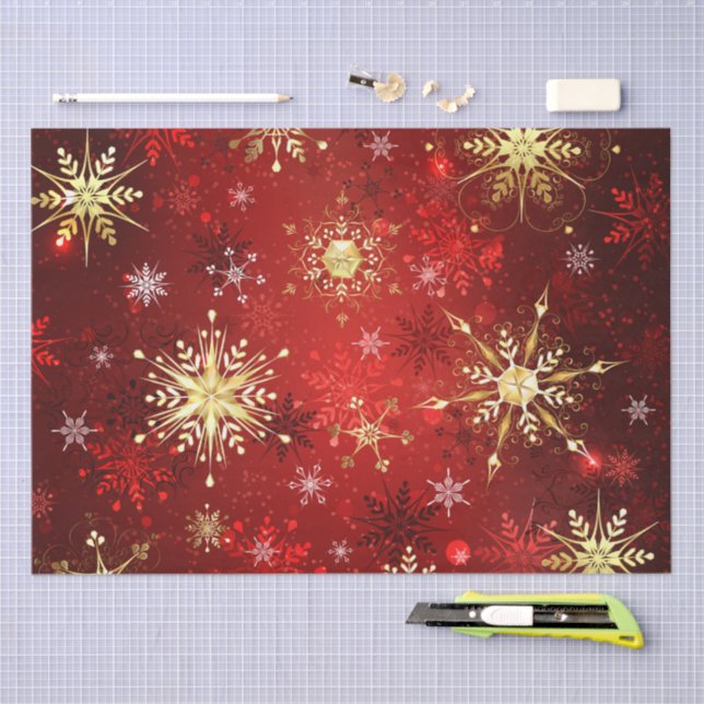 Schneeflocken Rote Weihnachtsgeschenk Seidenpapier (Handwerk)