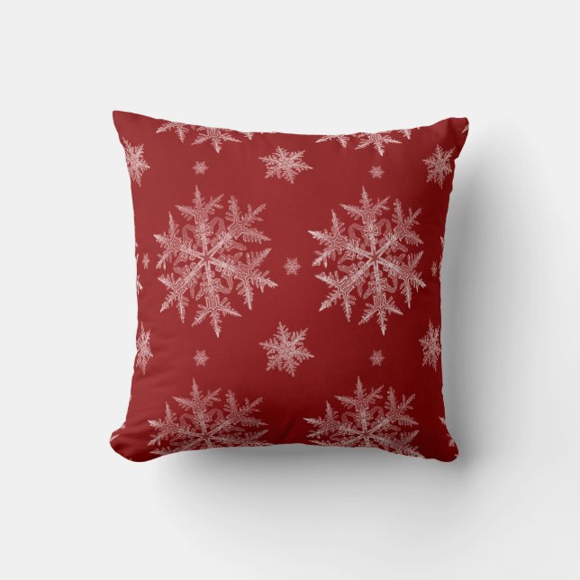 Schneeflocken Roter Feiertag Weihnachten Kissen (Vorderseite)